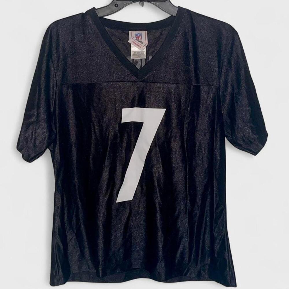 NFL Womens Pittsburgh Steelers Short Sleeve V-Neck Big Ben 7 Jersey Top - Size L